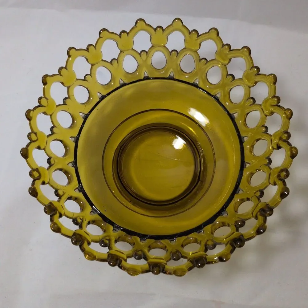 Vintage Westmoreland Amber Doric Open Lace Bowl - As-Is